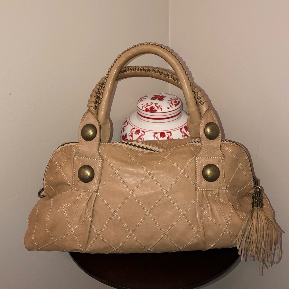👜Per Se Tan Leather Satchel,Size-17”-18”x 10”👜
